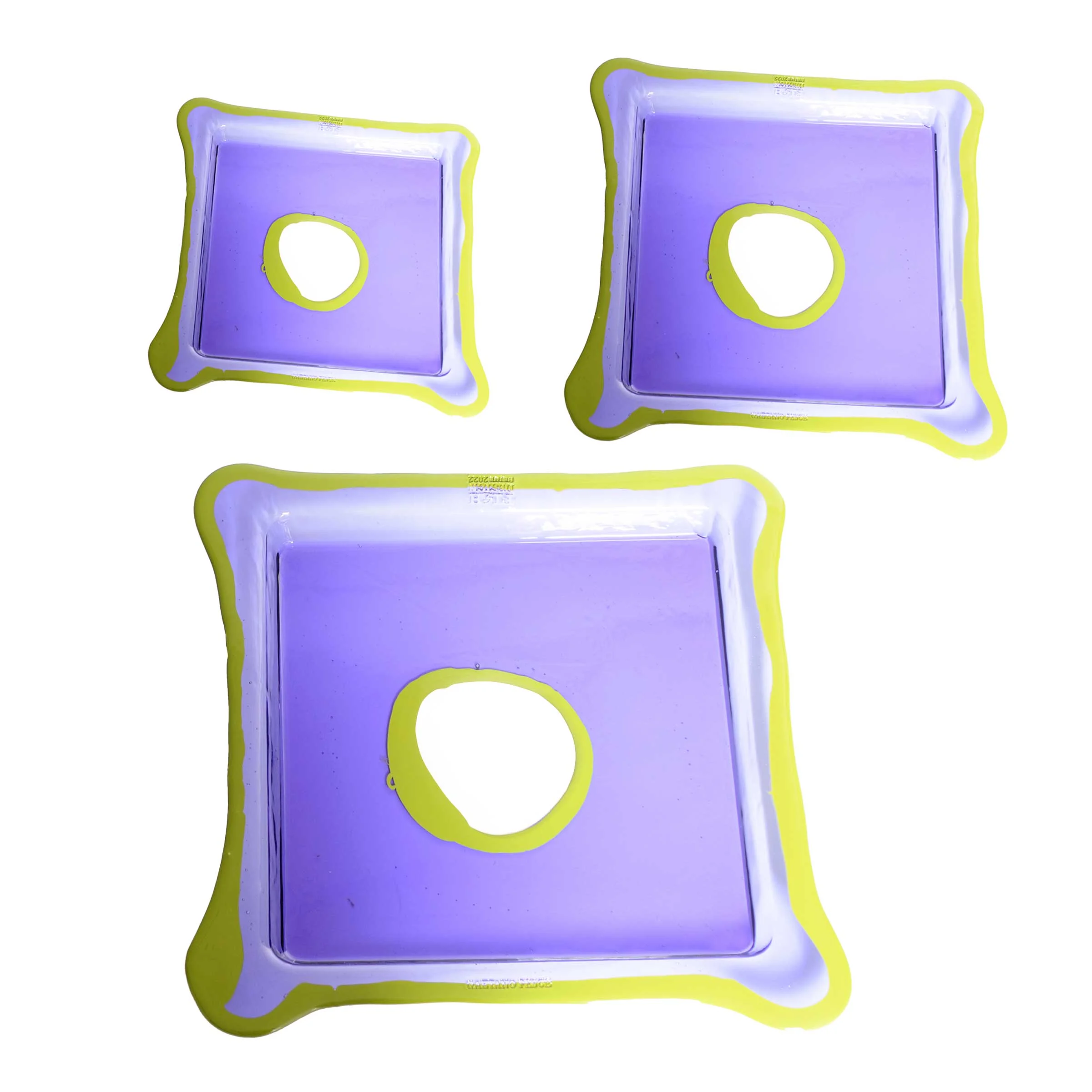 Vassoio Quadrato in Resina TRY-TRAY Viola Set di 3 di Gaetano Pesce per Fish Design