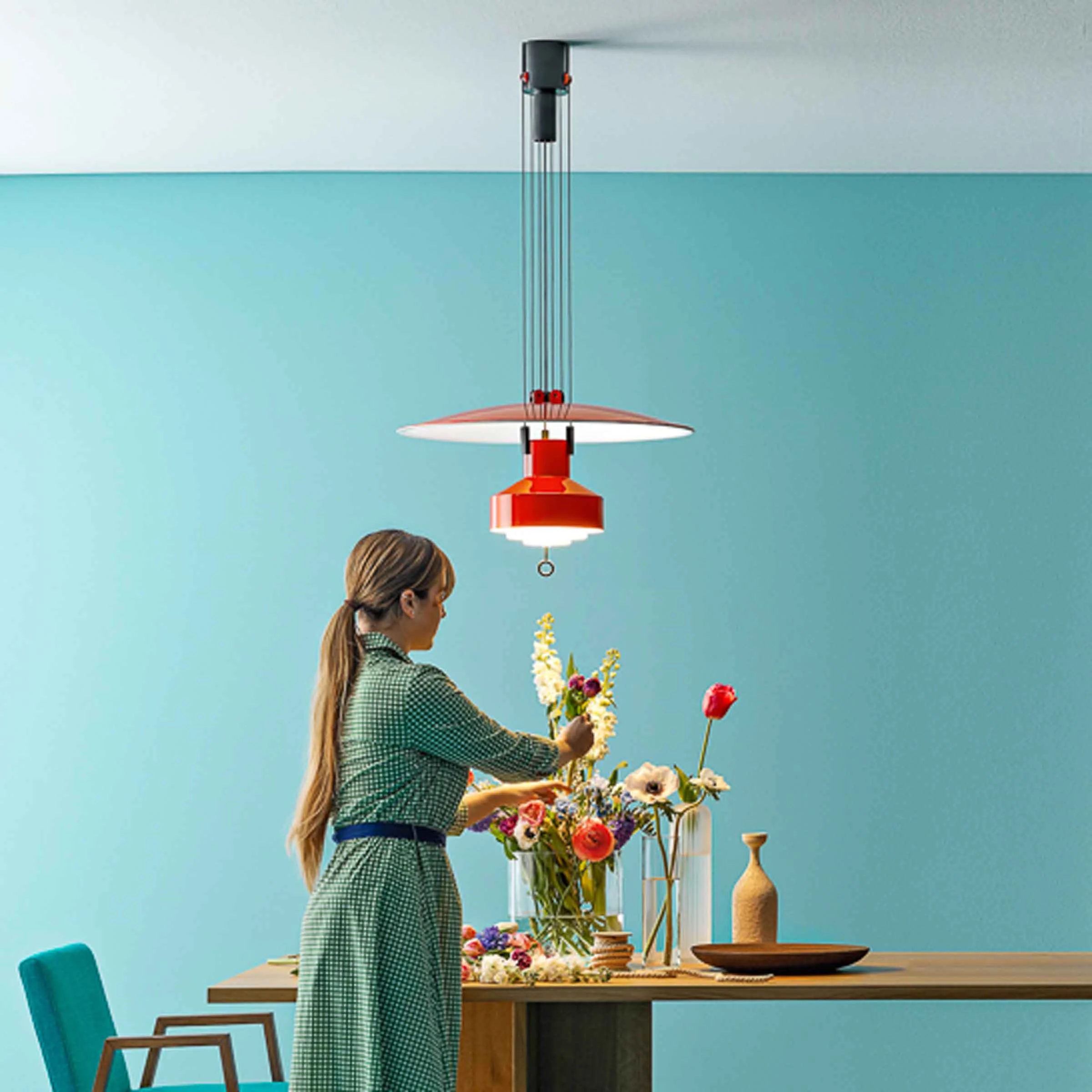 Lampada a Sospensione Regolabile in Metallo SALISCENDI di Achille & Pier Giacomo Castiglioni per Stilnovo