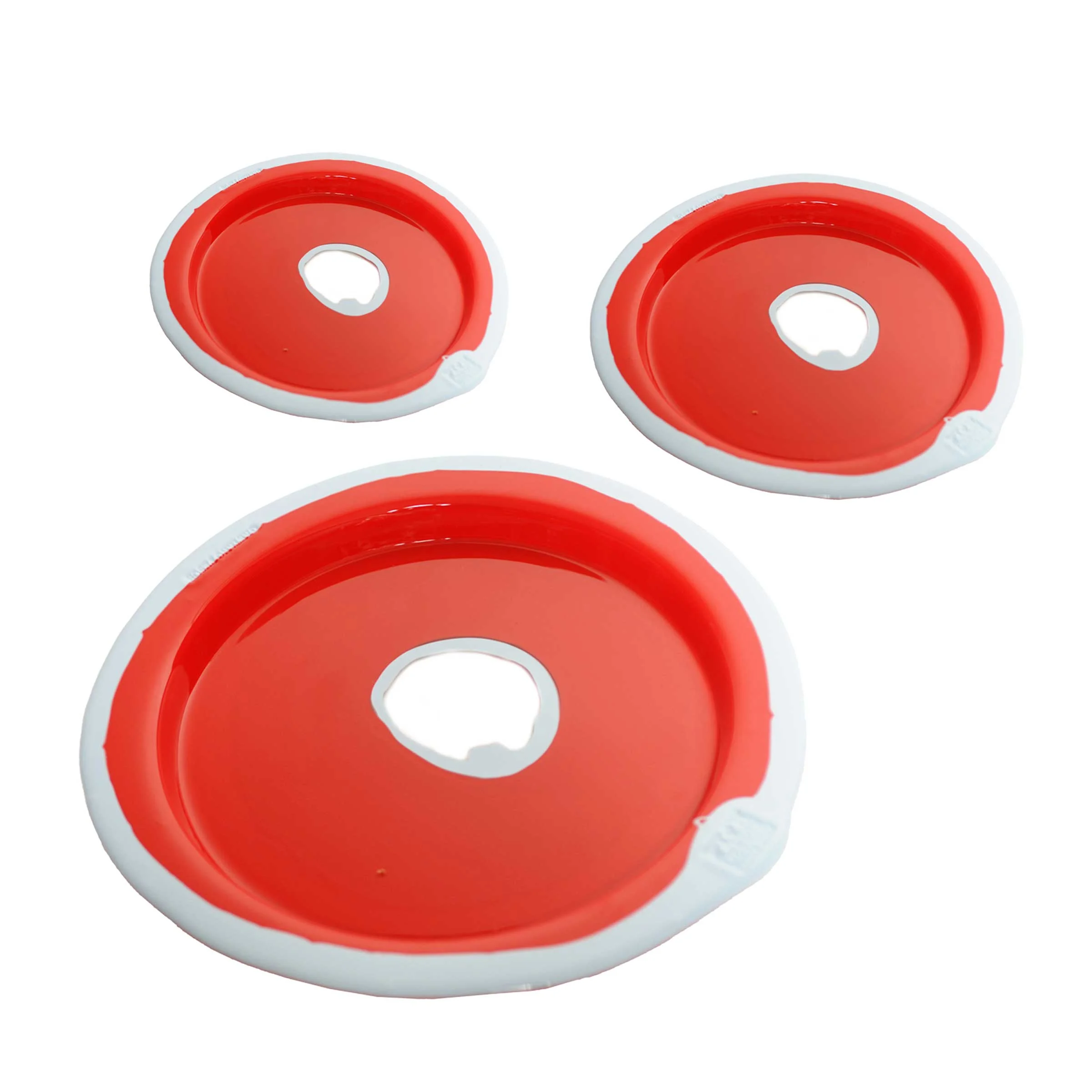 Vassoio Rotondo in Resina TRY-TRAY Rosso Set di 3 di Gaetano Pesce per Fish Design