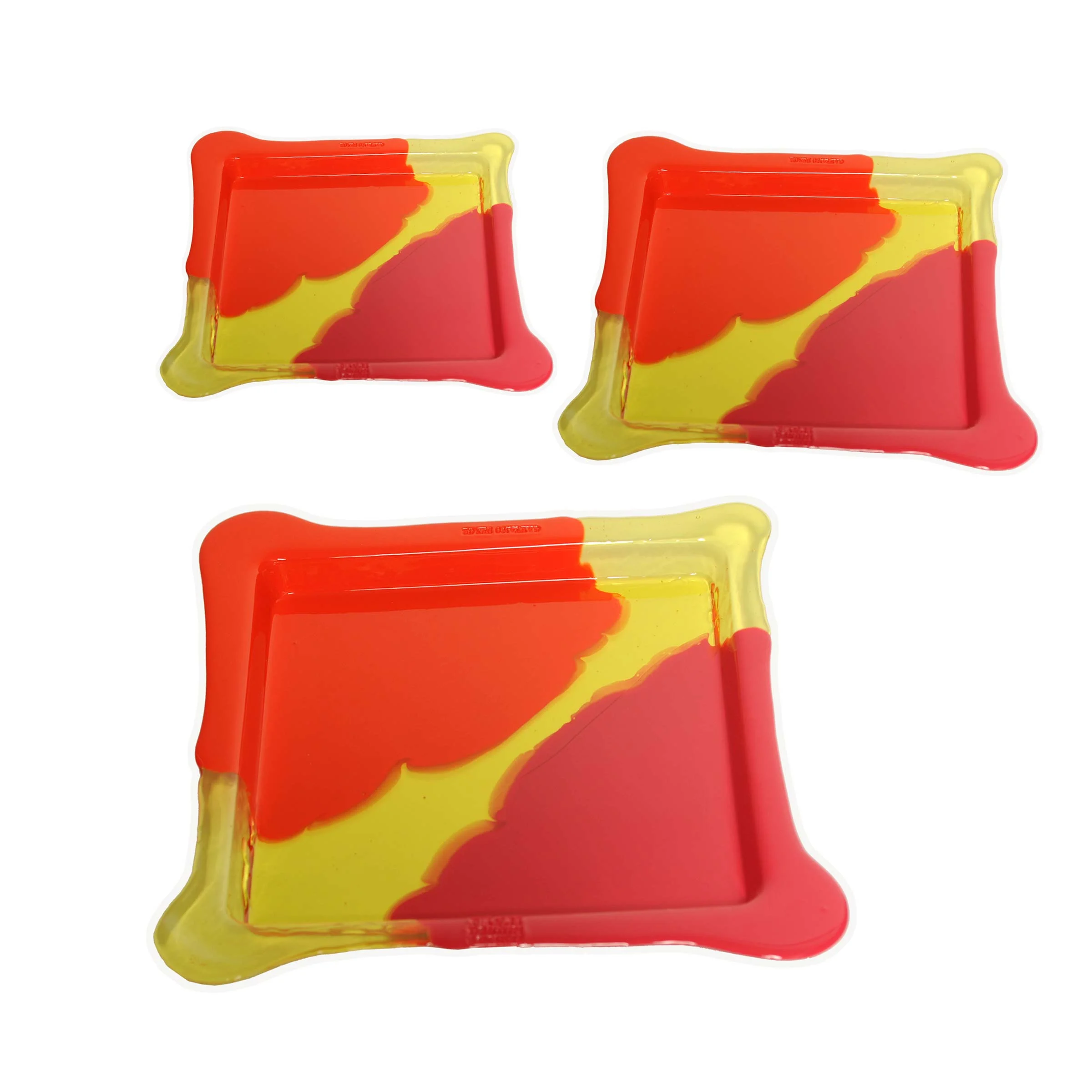Vassoio Quadrato in Resina TRY-TRAY Rosso Set di 3 di Gaetano Pesce per Fish Design