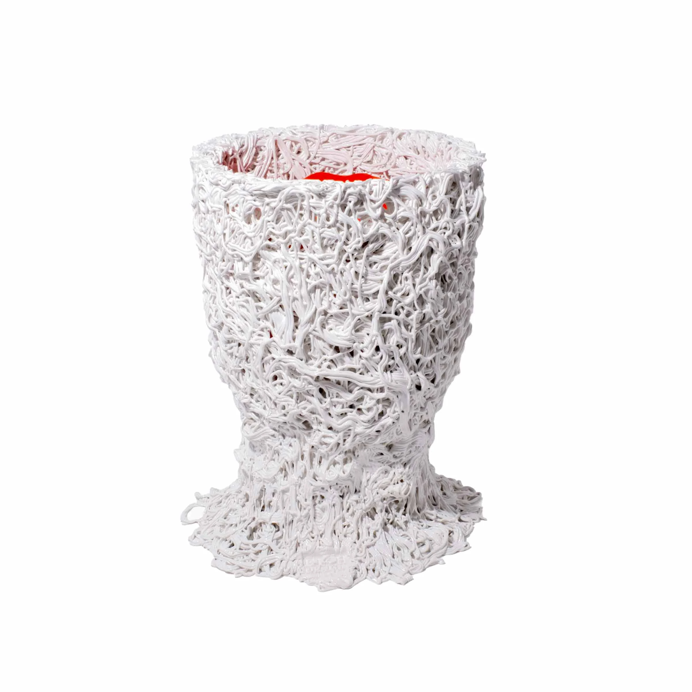 Vaso in Resina MOSS Bianco Arancione di Gaetano Pesce per Fish Design