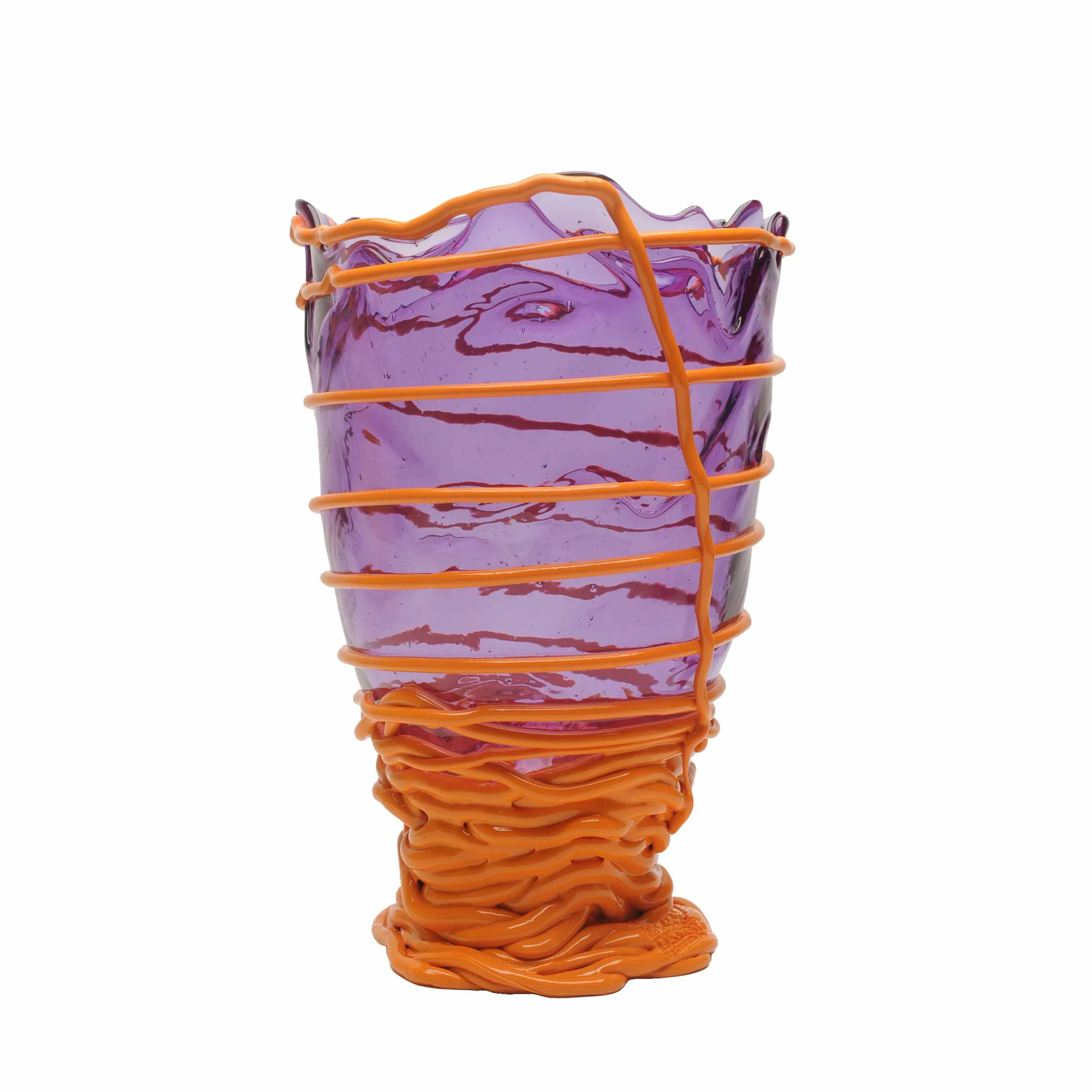 Vaso in Resina POMPITU II Lilla Trasparente e Zucca Opaco di Gaetano Pesce per Fish Design