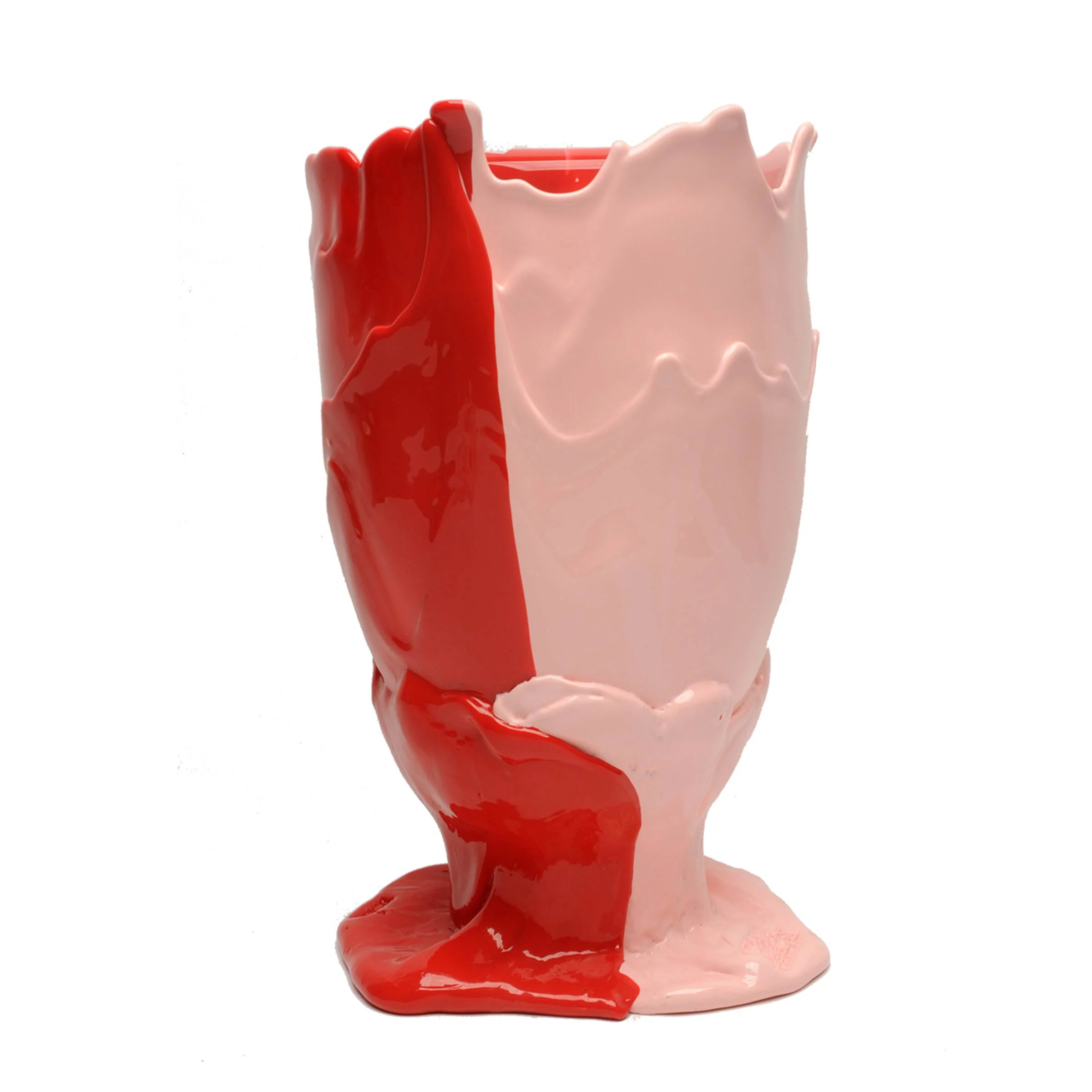 Vaso in Resina TWINS C Rosa Pastello Opaco e Rosso Corallo Opaco di Gaetano Pesce per Fish Design