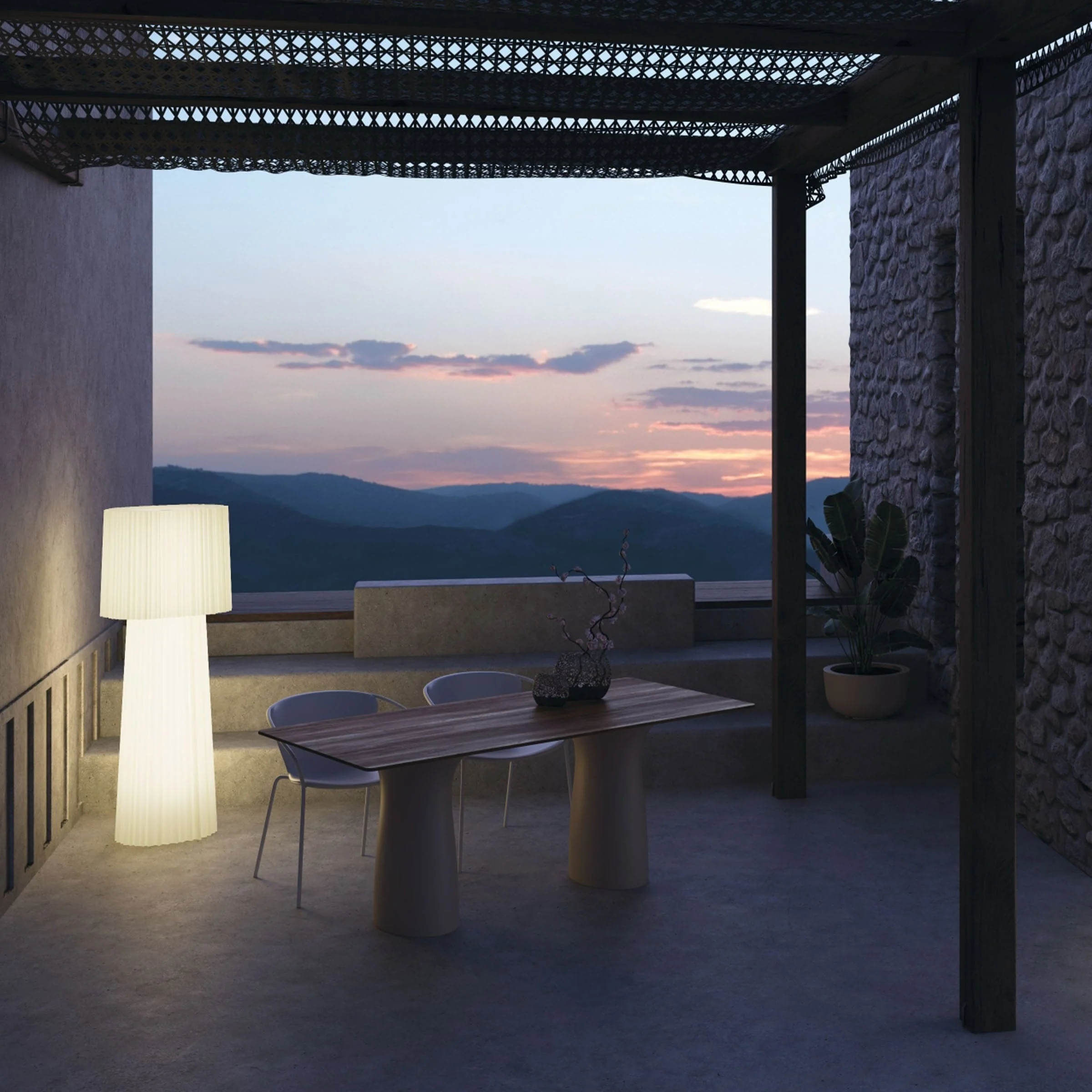 Lampada da Terra da Esterno RUFFLE di Garth Roberts per Serralunga