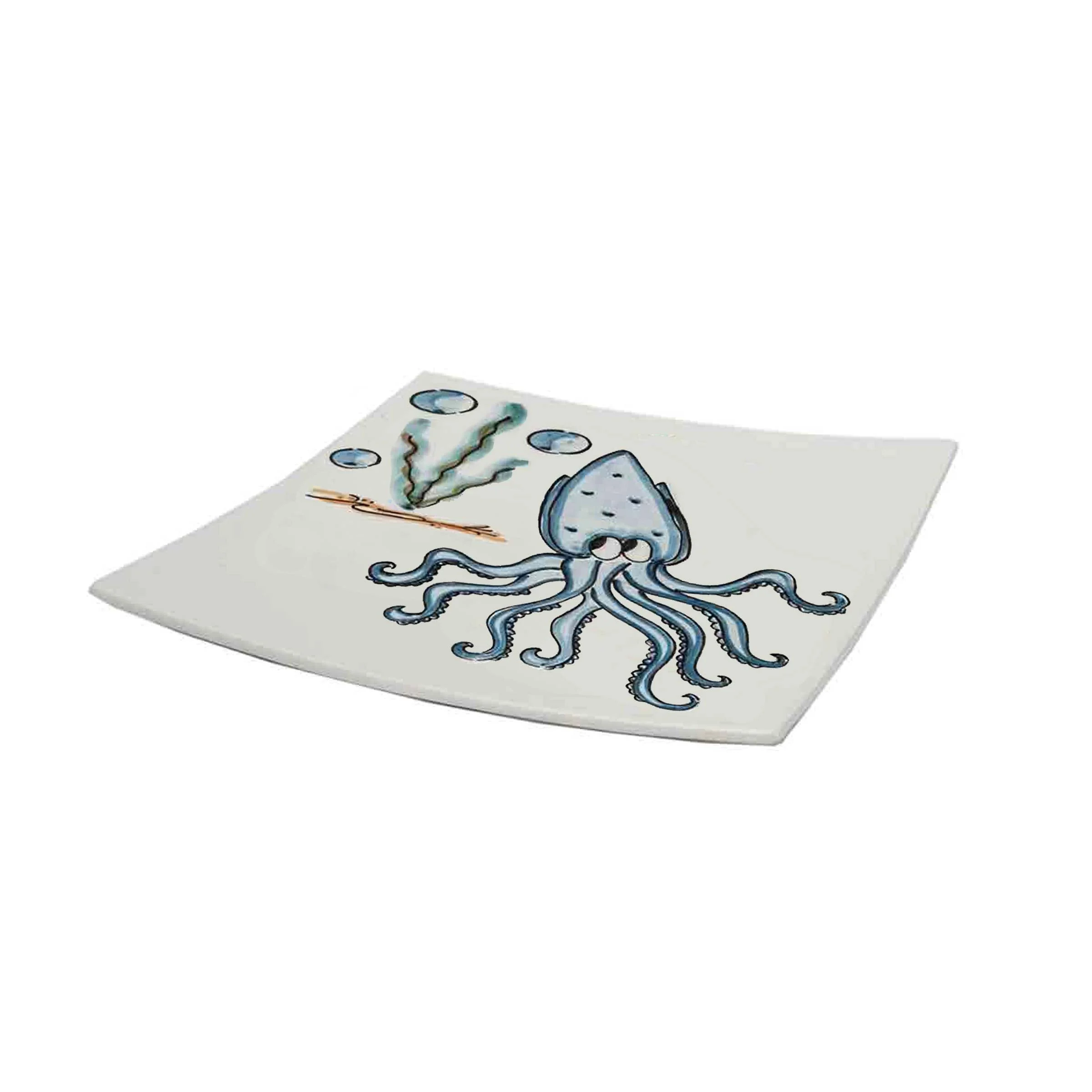 Piatto quadrato in ceramica POLIPO di Improntabarre