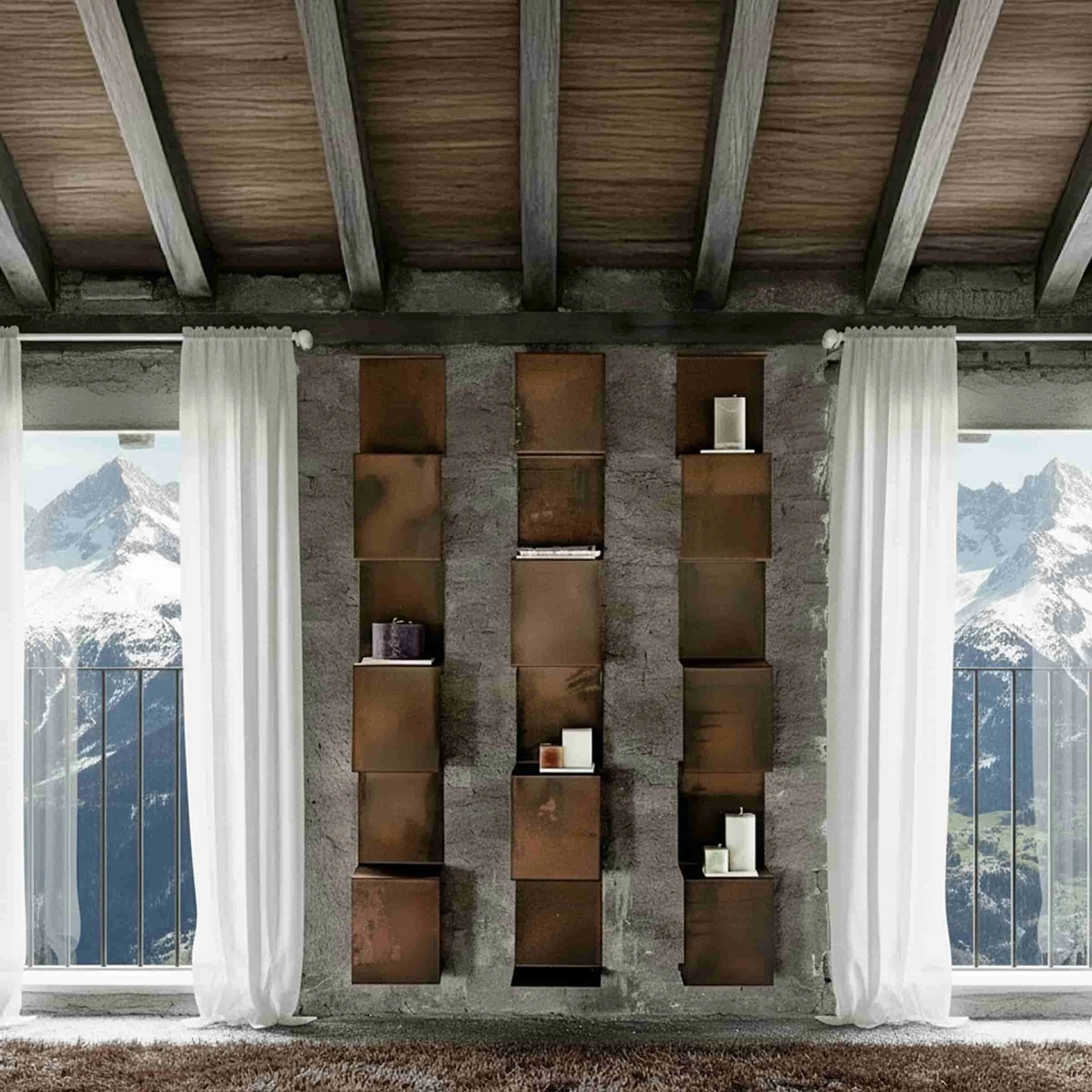 Libreria SEGMENTO CORTEN 180 in Acciaio Corten di C Cangia e G Mazzardi