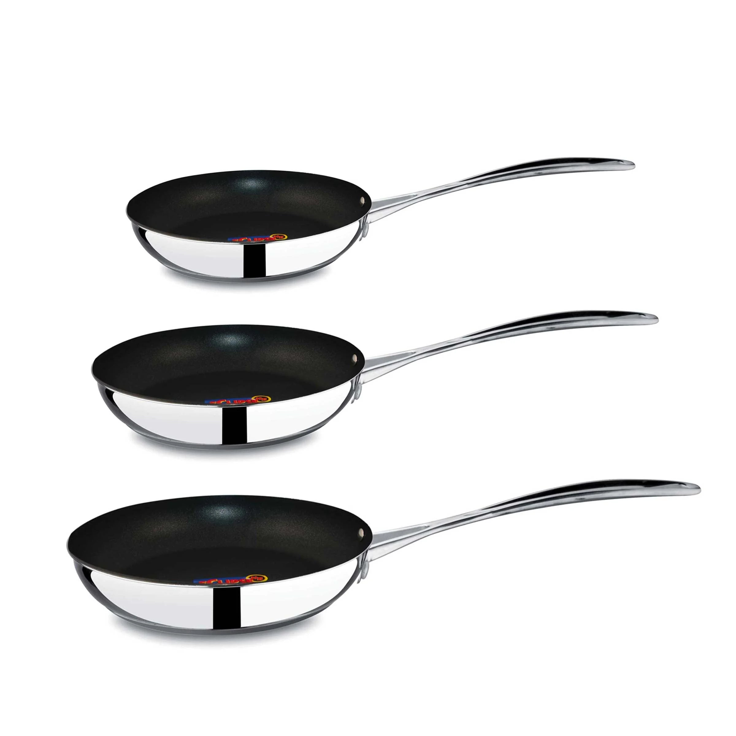 Set di Tre Padelle in Acciaio Inossidabile FRYING PAN GLAMOUR STONE di Mepra