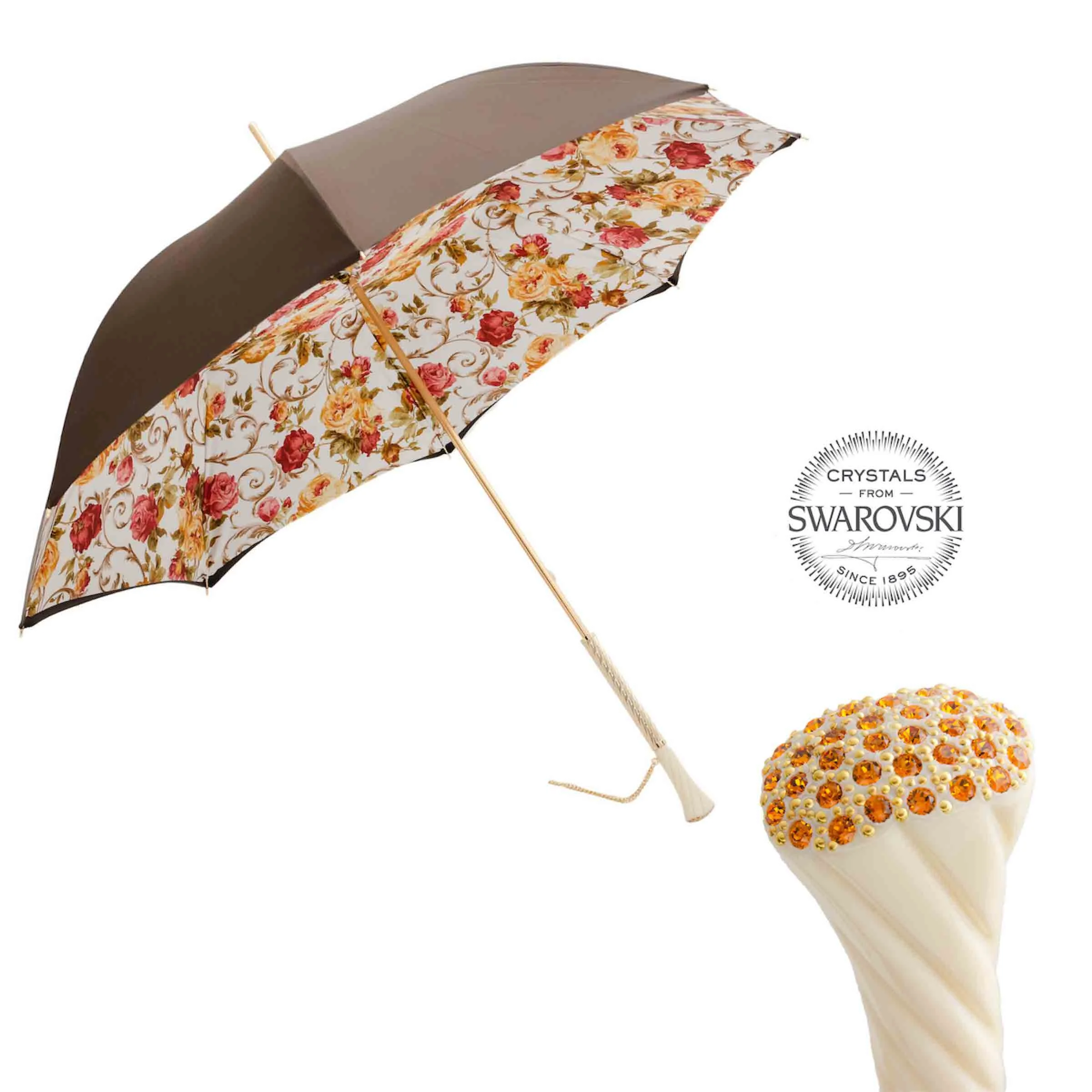Ombrello LUXURY VINTAGE OMBRELLA 2 con Manico in Cristalli Swarovski® by Pasotti
