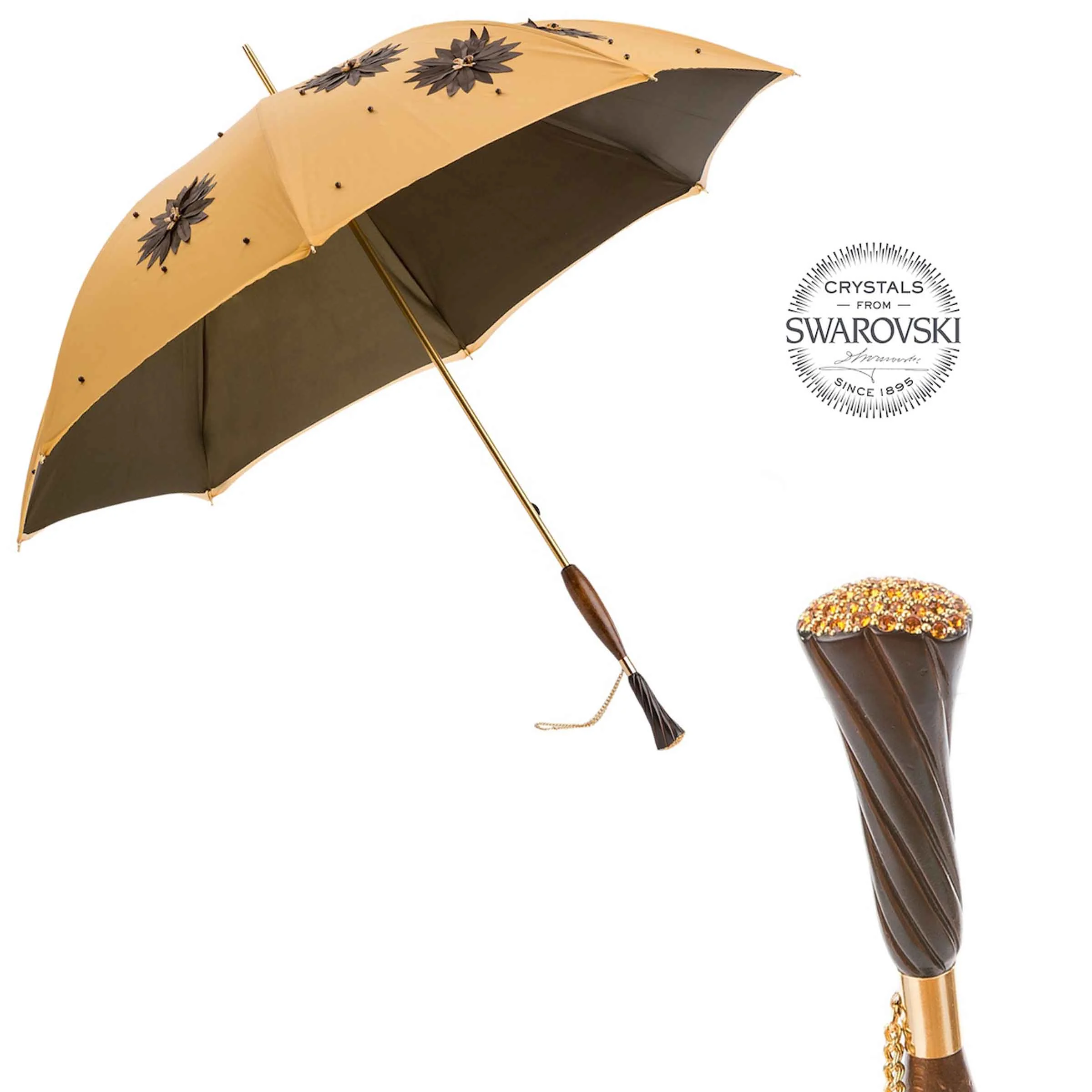 Ombrello SUNFLOWERS con Manico in Ottone e Cristalli Swarovski® di Pasotti