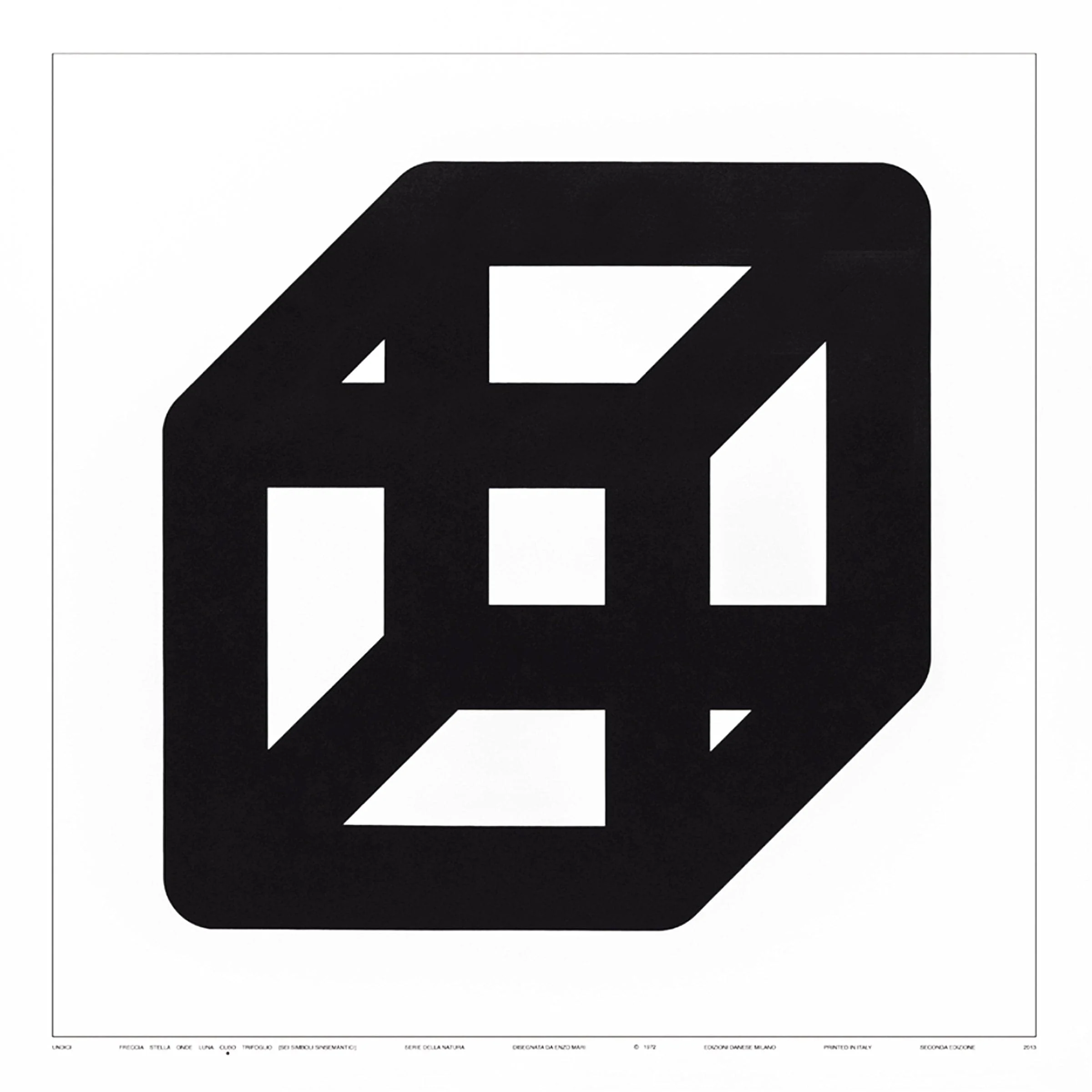 Stampa Serigrafica UNDICI, CUBO di Enzo Mari - 70x70cm