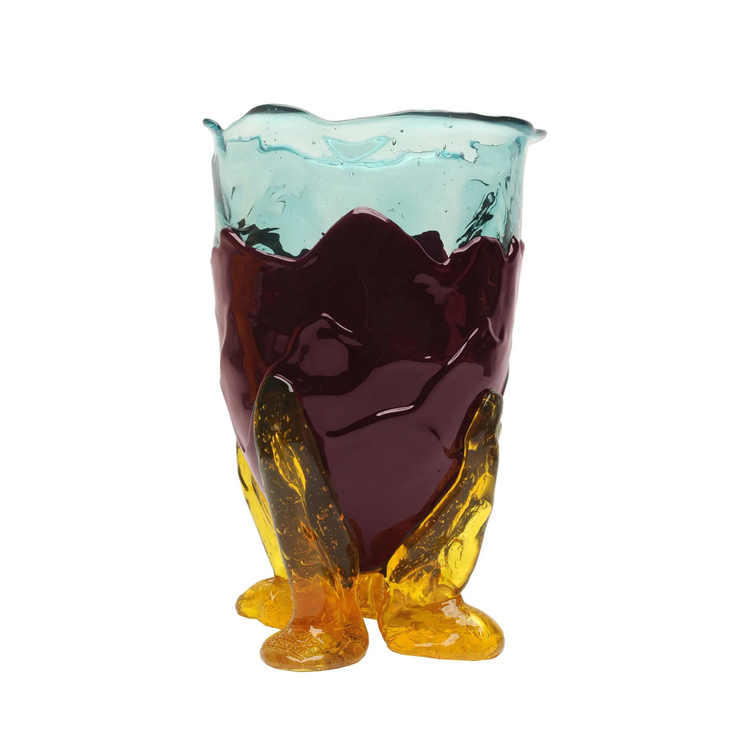 Vaso in Resina CLEAR EXTRACOLOUR Acqua, Giallo Trasparente, Melanzana Opaco di Gaetano Pesce per Fish Design