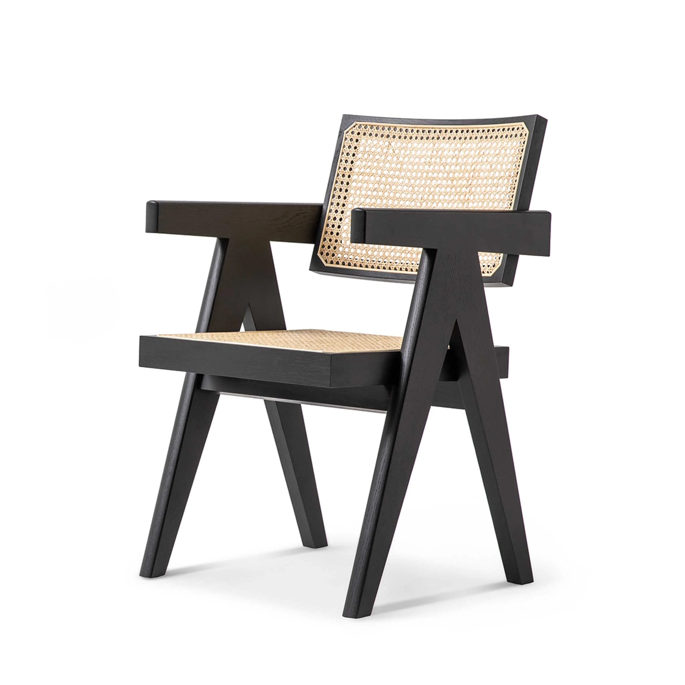 Sedia in legno e paglia di Vienna SEDIA DA UFFICIO CAPITOL COMPLEX Omaggio a Pierre Jeanneret, progettata da Cassina