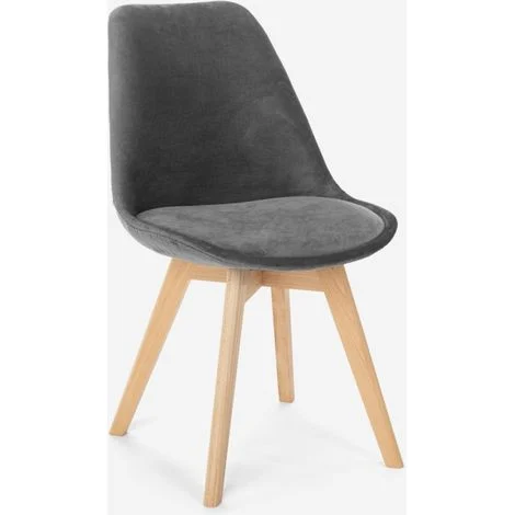 Sedia design scandinavo legno velluto con cuscino cucina bar ristorante Dolphin Lux - Grigio
