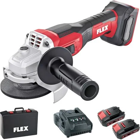 Smerigliatrice angolare a batteria Flex L 125 18,0-EC LD / 5,0 set, 2x 5,0 Ah e caricabatterie in valigetta