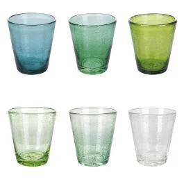 Set 6 bicchieri acqua 330 ml in pasta di vetro, Cancun Greenery