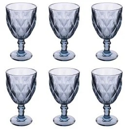 Set 6 calici 340 ml, blu, Elizabeth Sibilla