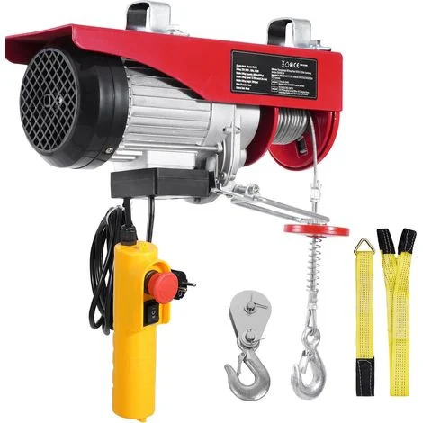 Mophorn Paranco Elettrico Doppio Cavo Carico max. 400 kg, Telecomando a Filo 4,2 m, Altezza di Sollevamento Cavo Singolo 12 m, Paranco Arresto di Emergenza, Sollevatore per Garage, Magazzino, Fabbrica