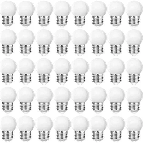 Lampadine LED G45 E27 da 3W, luce bianca calda 2700K, globo in plastica opaca, per uso interno/esterno, non dimmerabili – confezione da 40