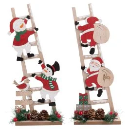Decorazione natalizia con scala, in legno, Santa's House