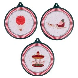 Mattonellina decorativa natalizia in ceramica Ø11,5 cm, Xmas Circus