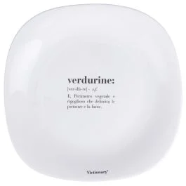 Piatto piano quadrato in vetro opalino, bianco, Victionary Verdurine