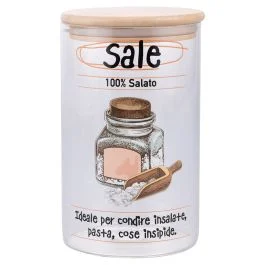 Barattolo sale 1L  in vetro borosilicato, coperchio in bambù, SìChef