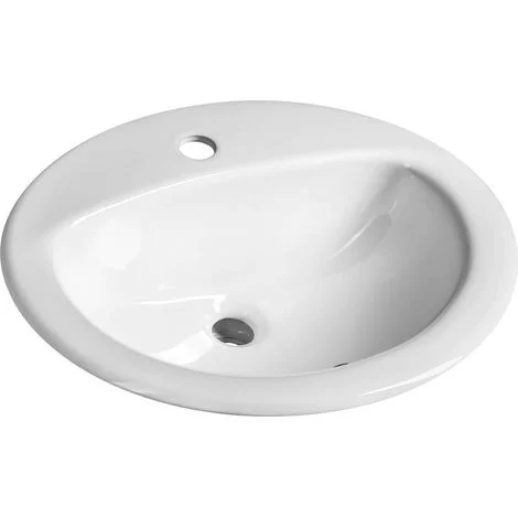 Aqualine Lavabi - Lavabo 52x45 cm, con troppopieno, foro per rubinetto, bianco 55227