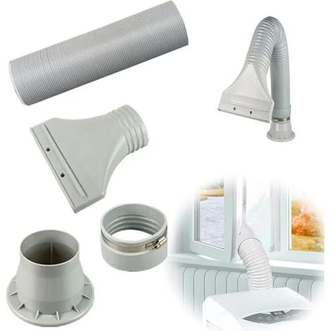 Kit per finestra per condizionatore portatile, tubo di scarico dell'aria per condizionatore, diametro 105 mm, lunghezza regolabile da 0,7 a 1,7 m, per condizionatori, cappe da cucina