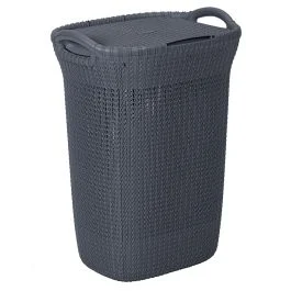 Cesta biancheria grigia, superficie effetto vimini