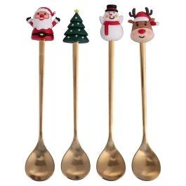 Set 4 cucchiaini natalizi con decorazione, Xmas