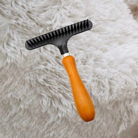 Rastrello per tappeti a pelo lungo, separatore di tappeti manuale con manico in legno