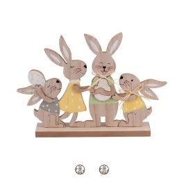 Famiglia di coniglietti pasquali decorativi in legno, 22x4x15 cm, Easter Sibilla