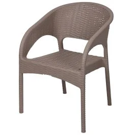 Sedia da esterno con braccioli effetto rattan, tortora, Zanzibar Esté