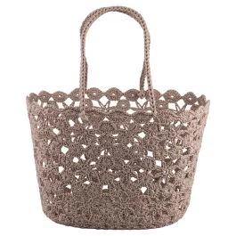 Borsa effetto uncinetto, tortora, Crochet