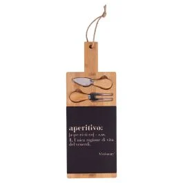 Set tagliere e 2 coltelli da formaggio 15x42 cm, Victionary