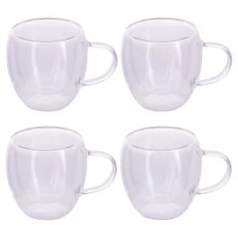 Set 4 tazzine caffè con manico 90 ml in borosilicato, Glass Expresso