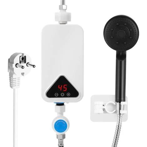 Scaldabagno istantaneo, mini scaldabagno elettrico senza serbatoio da 220 V e 5500 W, 30-55°C Scaldabagno elettrico istantaneo a temperatura regolabile con display a LED per cucina e bagno (RYK-009)