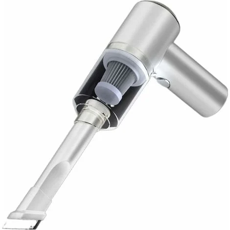 Aspirapolvere portatile, per liquidi e solidi, ideale per auto ed elettrodomestici, potenza 120W, potenza di aspirazione 9000Pa, mini dispositivo di pulizia, senza fili, colore bianco - Crezuo