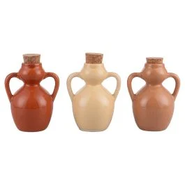 Anfora mini oliera 107 ml in ceramica e sughero, Chocolate