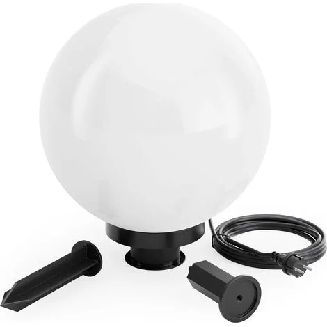 Wiltec Sfera luminosa per esterno Ø30 cm Lampada da giardino con picchetto IP44 40 W Attacco E-27