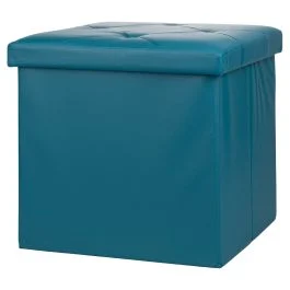 Pouf contenitore multiuso 38x38xh.38 cm, ottanio, Sibilla