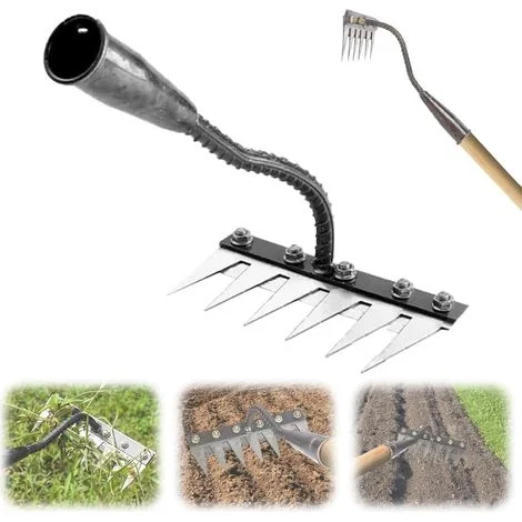Rastrello da diserbo 5/6/7/8 denti Diserbatore manuale, attrezzi da giardino rimovibili Rastrello da diserbo Artiglio Rastrello stacca-erba per diserbo, allentamento del terreno, semina (6 denti)