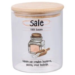 Barattolo sale 750 ml in vetro borosilicato, coperchio in bambù, SìChef