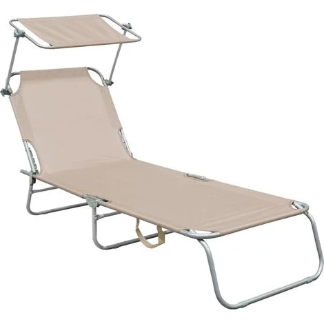 Aga Lettino da giardino reclinabile con tettuccio Beige