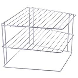 Mesola angolare 2 ripiani in ferro 24,5x23,5x20 cm, silver
