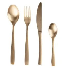 Set 24 posate in acciaio inox, oro satinato, Manhattan Sibilla