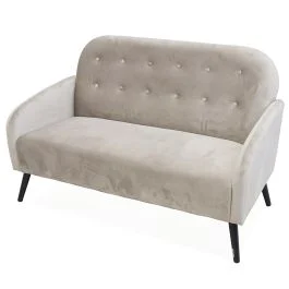 Divano 2 posti design vintage, tortora, Sibilla