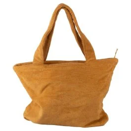 Borsa mare in cotone, senape, 4 Toni