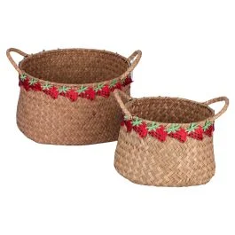 Set 2 ceste tonde in fibra naturale, Natural