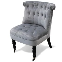 Poltrona salotto con ruote design vintage, grigio chiaro, Sibilla